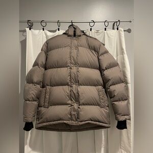 SOLD Quince Responsible Goose Down Puffer Taupe Winter Jacket Hooded Size Small